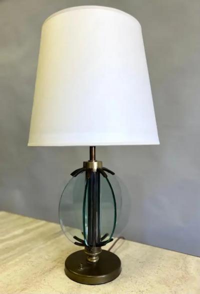  Fontana Arte FontanaArte Rare Pair of Italian Glass Brass Table Lamps by Pietro Chiesa Fontana Arte