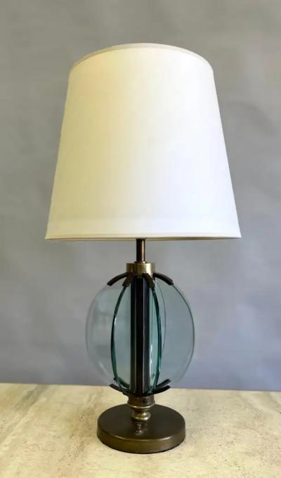  Fontana Arte FontanaArte Rare Pair of Italian Glass Brass Table Lamps by Pietro Chiesa Fontana Arte