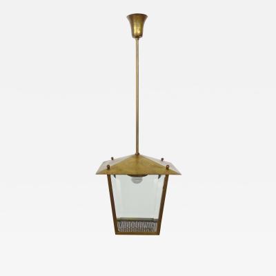  Fontana Arte FontanaArte Splendid Italian 1940s Pendant Lamp in Perforated Brass and Cut Glass