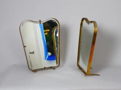  Fontana Arte FontanaArte Two Gio Ponti shape Fontana Arte table or wall mirrors Italy c1950