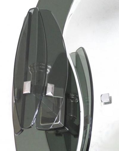  Fontana Arte FontanaArte Vintage Fontana Arte Glass Lighted Mirror with Sconces Italy