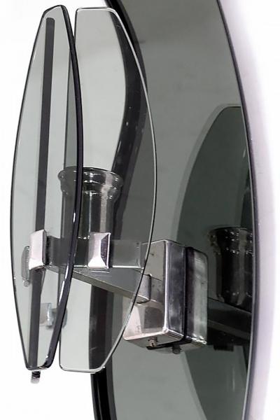  Fontana Arte FontanaArte Vintage Fontana Arte Glass Lighted Mirror with Sconces Italy