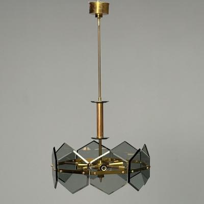  Fontana Arte Gino Paroldo Fontana Arte Italian Mid Century Modern Chandelier Brass Glass