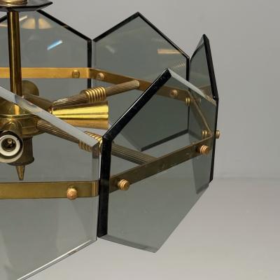  Fontana Arte Gino Paroldo Fontana Arte Italian Mid Century Modern Chandelier Brass Glass