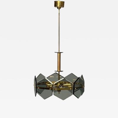  Fontana Arte Gino Paroldo Fontana Arte Italian Mid Century Modern Chandelier Brass Glass