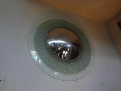  Fontana Arte Italian Pietro Chiesa for Fontana Arte Attributed Round Glass Convex Mirror