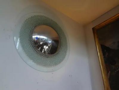  Fontana Arte Italian Pietro Chiesa for Fontana Arte Attributed Round Glass Convex Mirror