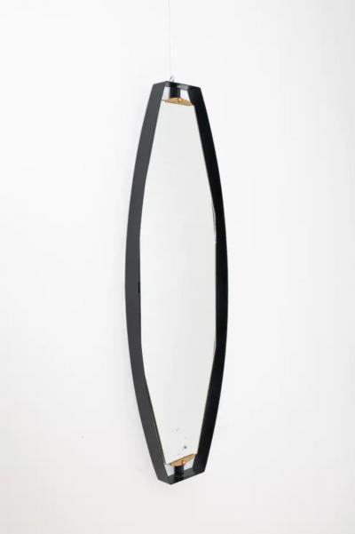  Fontana Arte Italian mirror with black frame and brass elements c1950