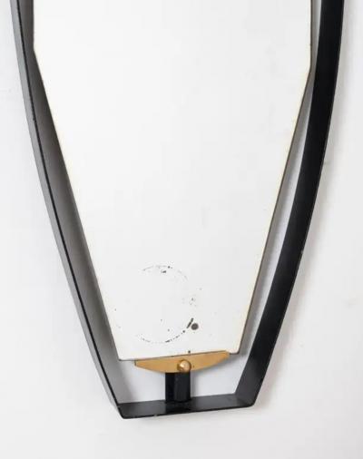  Fontana Arte Italian mirror with black frame and brass elements c1950