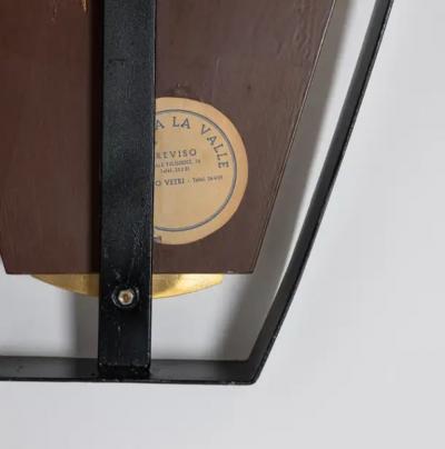  Fontana Arte Italian mirror with black frame and brass elements c1950