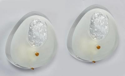  Fontana Arte Max Ingrand for Fontana Arte Chiseled Tear Drop Glass Sconces