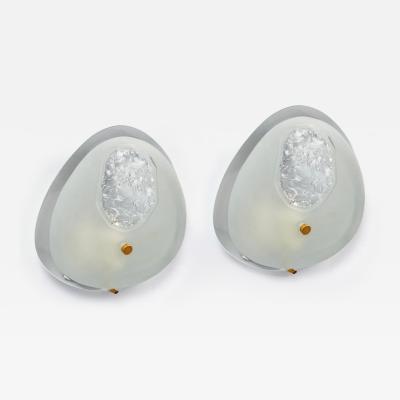  Fontana Arte Max Ingrand for Fontana Arte Chiseled Tear Drop Glass Sconces