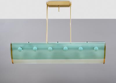  Fontana Arte Max Ingrand for Fontana Arte Important Chandelier in Curved Glass Italy 1964