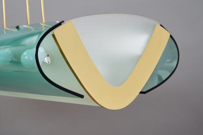  Fontana Arte Max Ingrand for Fontana Arte Important Chandelier in Curved Glass Italy 1964