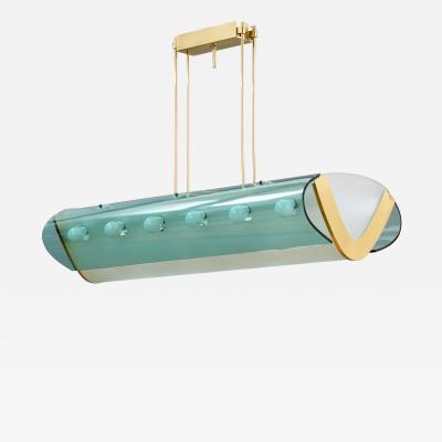  Fontana Arte Max Ingrand for Fontana Arte Important Chandelier in Curved Glass Italy 1964
