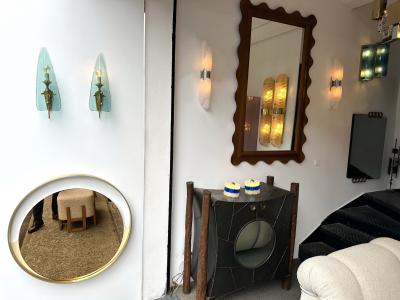  Fontana Arte Mid Century Modern Sconces Glass and Bronze Italy 1950s