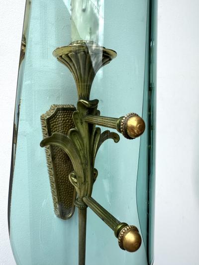  Fontana Arte Mid Century Modern Sconces Glass and Bronze Italy 1950s