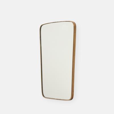  Fontana Arte Midcentury Brass Shaped Brass Mirror by Fontana Arte