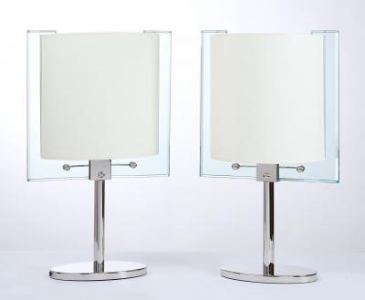 Fontana Arte Nathalie Grenon for Fontana Arte Glass and Nickle Table Lamps