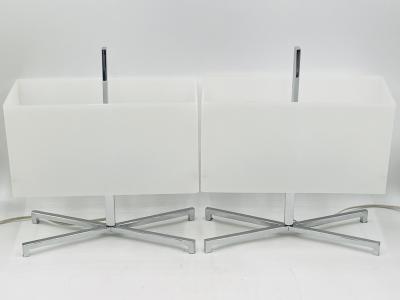  Fontana Arte Pair of Chrome Lucite Elvis Lamps by Charles Williams for Fontana Arte