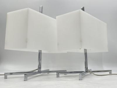  Fontana Arte Pair of Chrome Lucite Elvis Lamps by Charles Williams for Fontana Arte