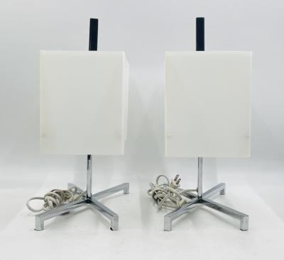  Fontana Arte Pair of Chrome Lucite Elvis Lamps by Charles Williams for Fontana Arte