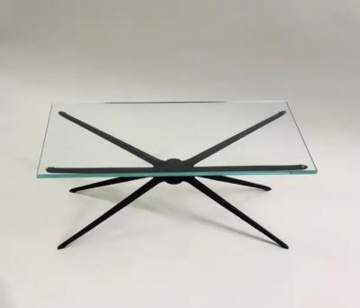  Fontana Arte Pair of Italian MId Century Aluminum Glass Side or Coffee Tables Fontana Arte