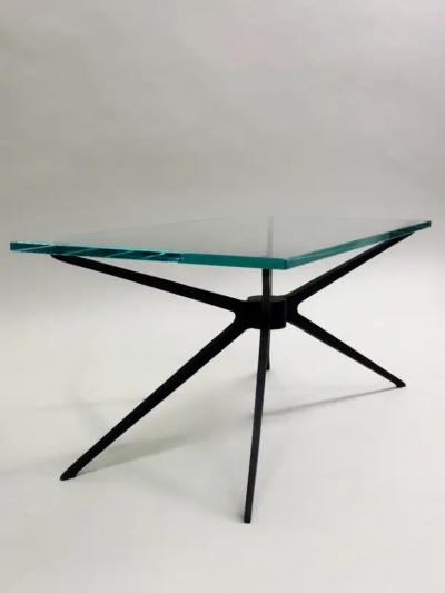  Fontana Arte Pair of Italian MId Century Aluminum Glass Side or Coffee Tables Fontana Arte
