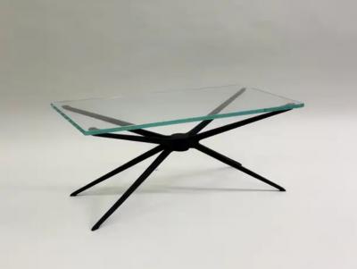  Fontana Arte Pair of Italian MId Century Aluminum Glass Side or Coffee Tables Fontana Arte