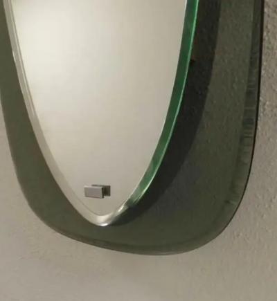  Fontana Arte Pair of Italian Murano Glass Shield Form Mirrors Max Ingrand Fontana Arte