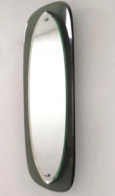  Fontana Arte Pair of Italian Murano Glass Shield Form Mirrors Max Ingrand Fontana Arte