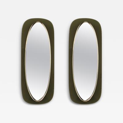  Fontana Arte Pair of Italian Murano Glass Shield Form Mirrors Max Ingrand Fontana Arte