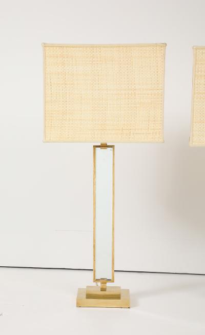  Fontana Arte Pietro Chiesa for Fontana Arte Pair of Glass and Brass Lamps Italy 1930s