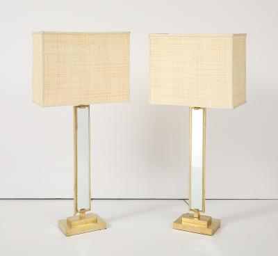  Fontana Arte Pietro Chiesa for Fontana Arte Pair of Glass and Brass Lamps Italy 1930s