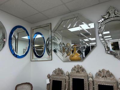  Fontana Arte Post Modern Octagonal Beveled Mirror