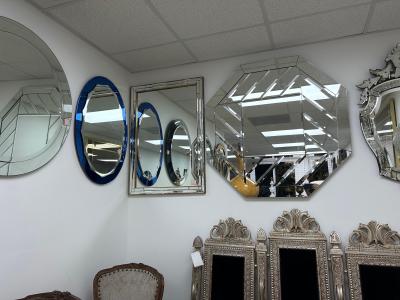  Fontana Arte Post Modern Octagonal Beveled Mirror