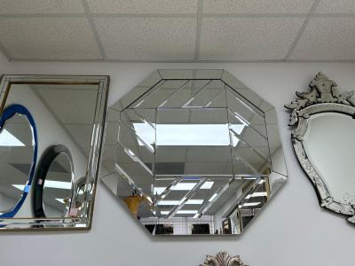  Fontana Arte Post Modern Octagonal Beveled Mirror