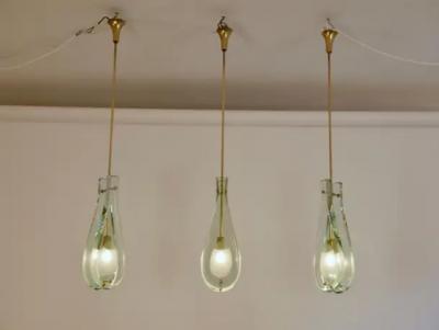  Fontana Arte Set of three Max Ingrand for Fontana Arte pendant lights model 2259
