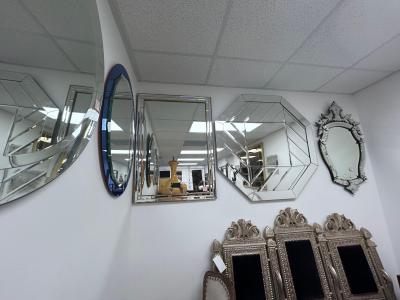  Fontana Arte Vintage Italian Multi Beveled Mirror