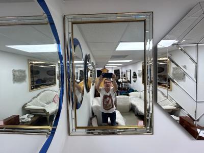  Fontana Arte Vintage Italian Multi Beveled Mirror