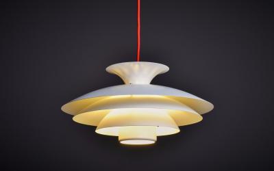  Form Light Form Light 1970s Pendant Lamp in white lacquered Aluminum Denmark