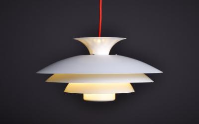  Form Light Form Light 1970s Pendant Lamp in white lacquered Aluminum Denmark
