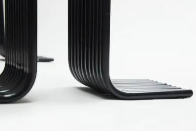  Forma Brazil Brazilian Modern Dining Table in Black Painted Iron Chrome Glass Forma 1970