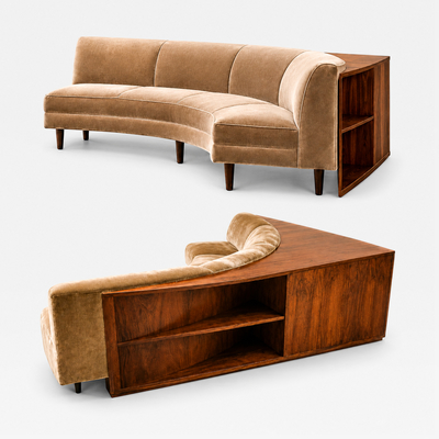  Forma Brazil Brazilian Modern Sofa with Cavi na Bookshelf Mohair Forma Brazil 1950s