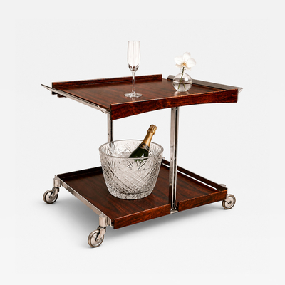  Forma Brazil Forma Rosewood Metal Bar Cart with Removable Trays Brazil 1960s