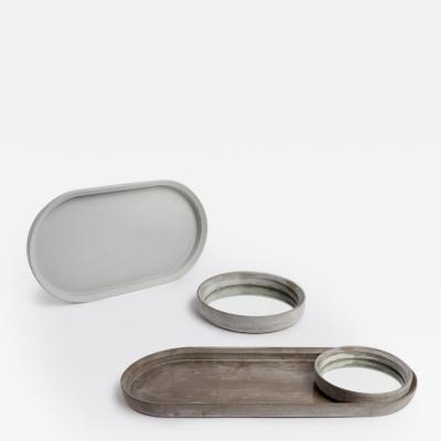  Forma Cemento 21st Century Concrete Cement Renzo Tray Centrepiece Handmade Dark Grey Color
