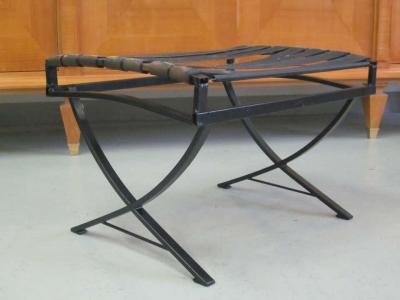 Forma Nova Pair of Italian Mid Century Modern Steel Fabric Benches Stools by Forma Nova