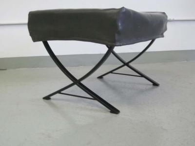  Forma Nova Pair of Italian Mid Century Modern Steel Fabric Benches Stools by Forma Nova