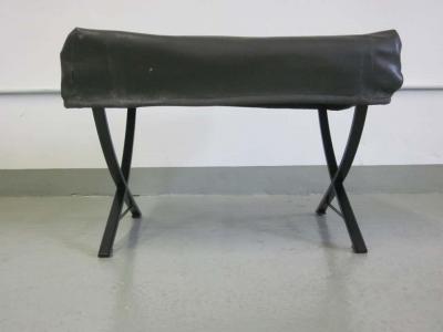 Forma Nova Pair of Italian Mid Century Modern Steel Fabric Benches Stools by Forma Nova