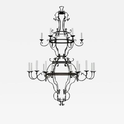  Formations Huge Formations Fontainbleau Double Tier Wought Iron Chandelier Famous Estate